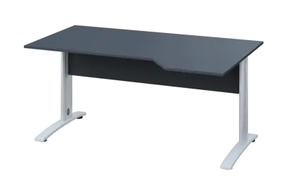 EZK 18 - 164 stůl kancelářský, rohový, pravý, kovová podnož bílá, deska 18 mm, široký 1600 mm, antracit